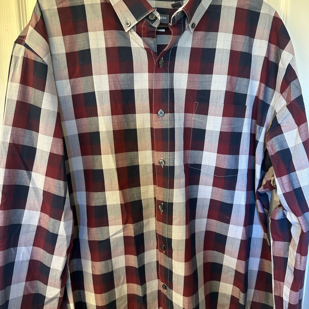 Van Heusen 2 shirt bundle Men's Red and Blue Plaid Button-Down Shirt